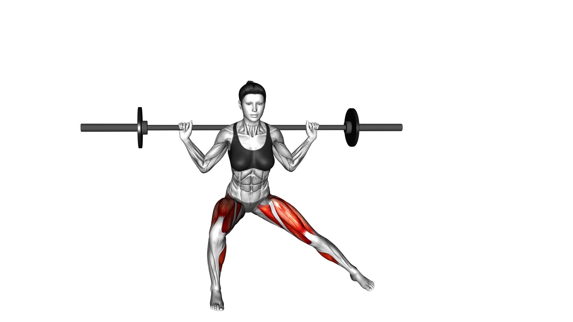 Barbell Lateral Lunge (female) - Video Exercise Guide & Tips
