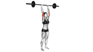 Barbell Standing Overhead Triceps Extension (female) - Video Exercise Guide & Tips