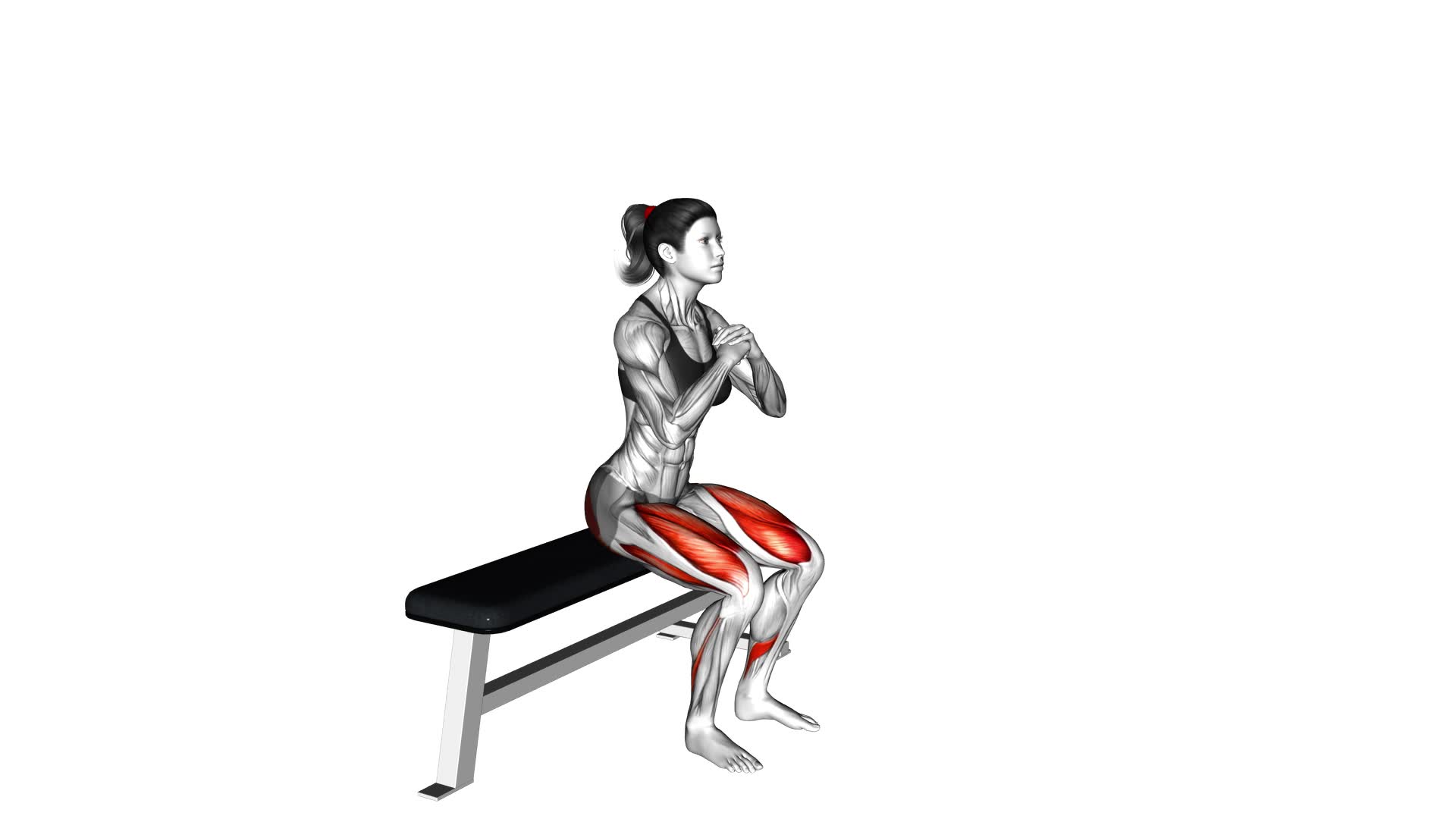 Bodyweight Bench Squat (female) - Video Exercise Guide & Tips