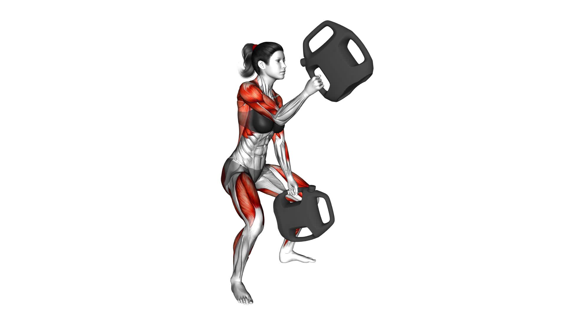 Bottle Weighted Squatting Alternate Waves (female) - Video Exercise Guide & Tips