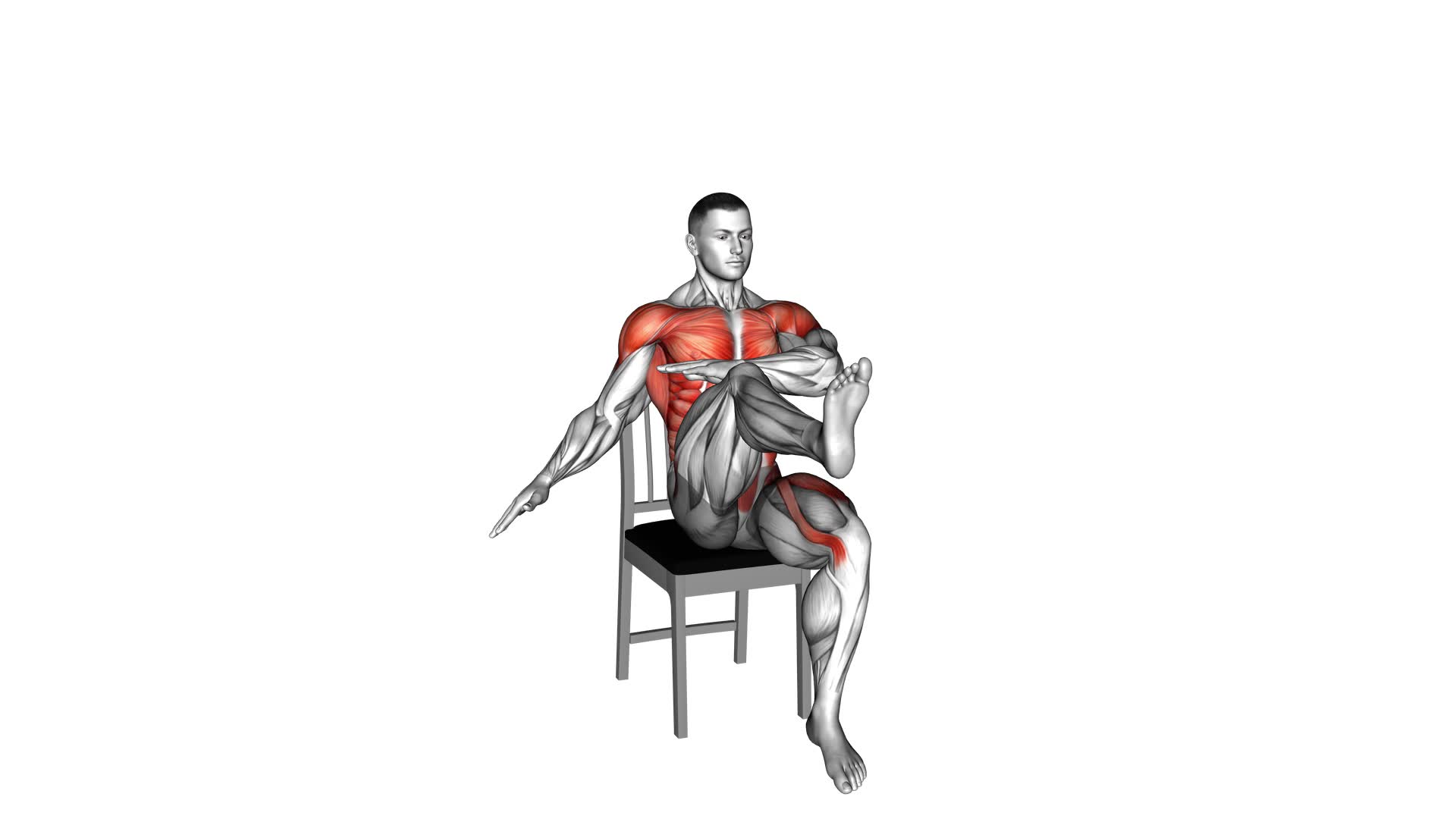 Circle Arms Knee Raises on Chair (male) - Video Exercise Guide & Tips