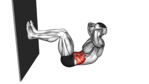 Crunch Bent Knee Against Wall (Male) - Video Exercise Guide & Tips