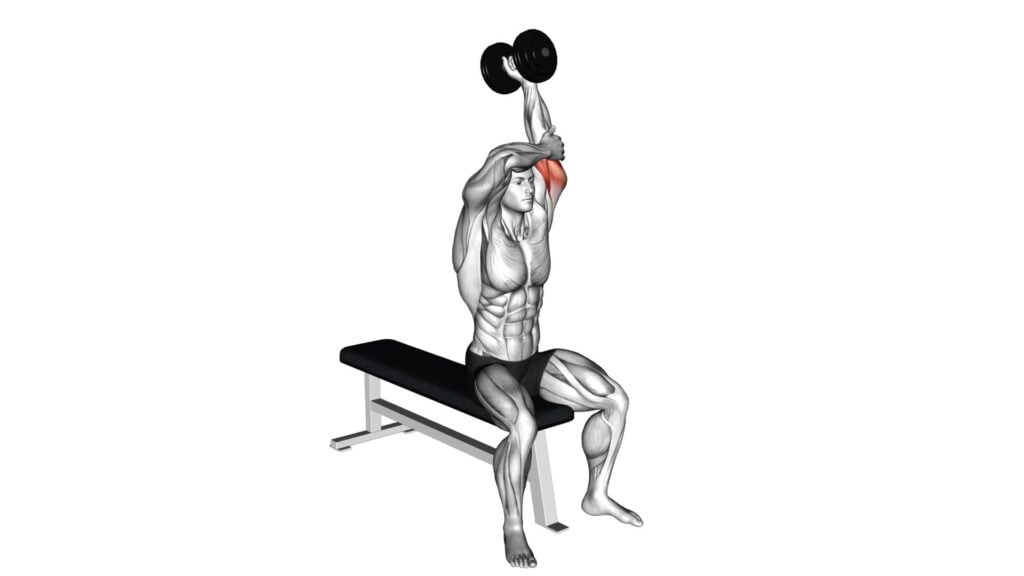 Dumbbell Seated Triceps Extension (left) - Video Guide & Tips