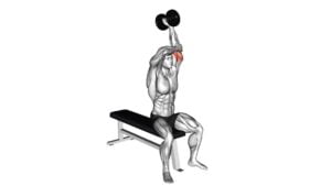 Dumbbell Seated Single Arm Overhead Triceps Extension (left) - Video Exercise Guide & Tips