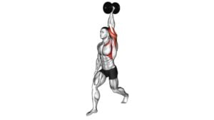 Dumbbell Split Stance Single Arm Overhead Press (male) - Video Exercise Guide & Tips
