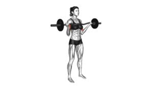 EZ Barbell Standing Wide Grip Biceps Curl (female) - Video Exercise Guide & Tips