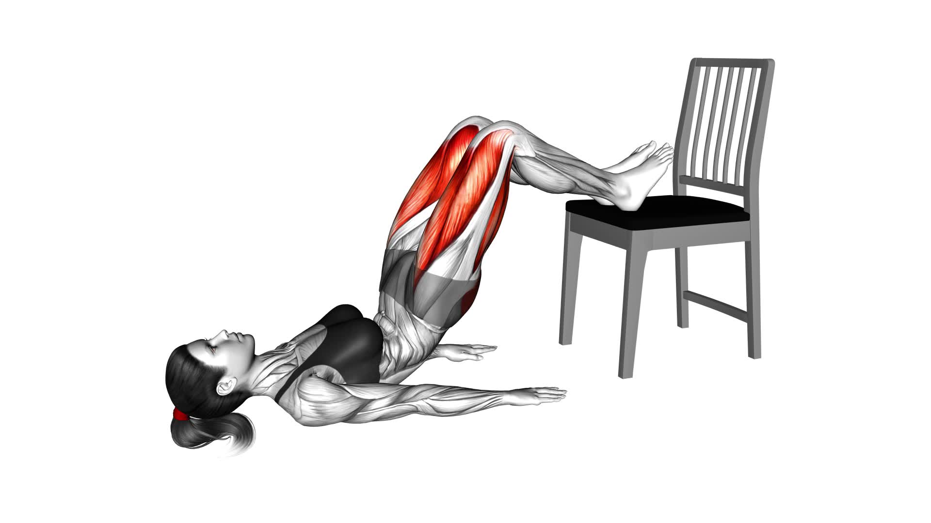 Glute Bridge Two Legs With Chair (Female) - Video Exercise Guide & Tips