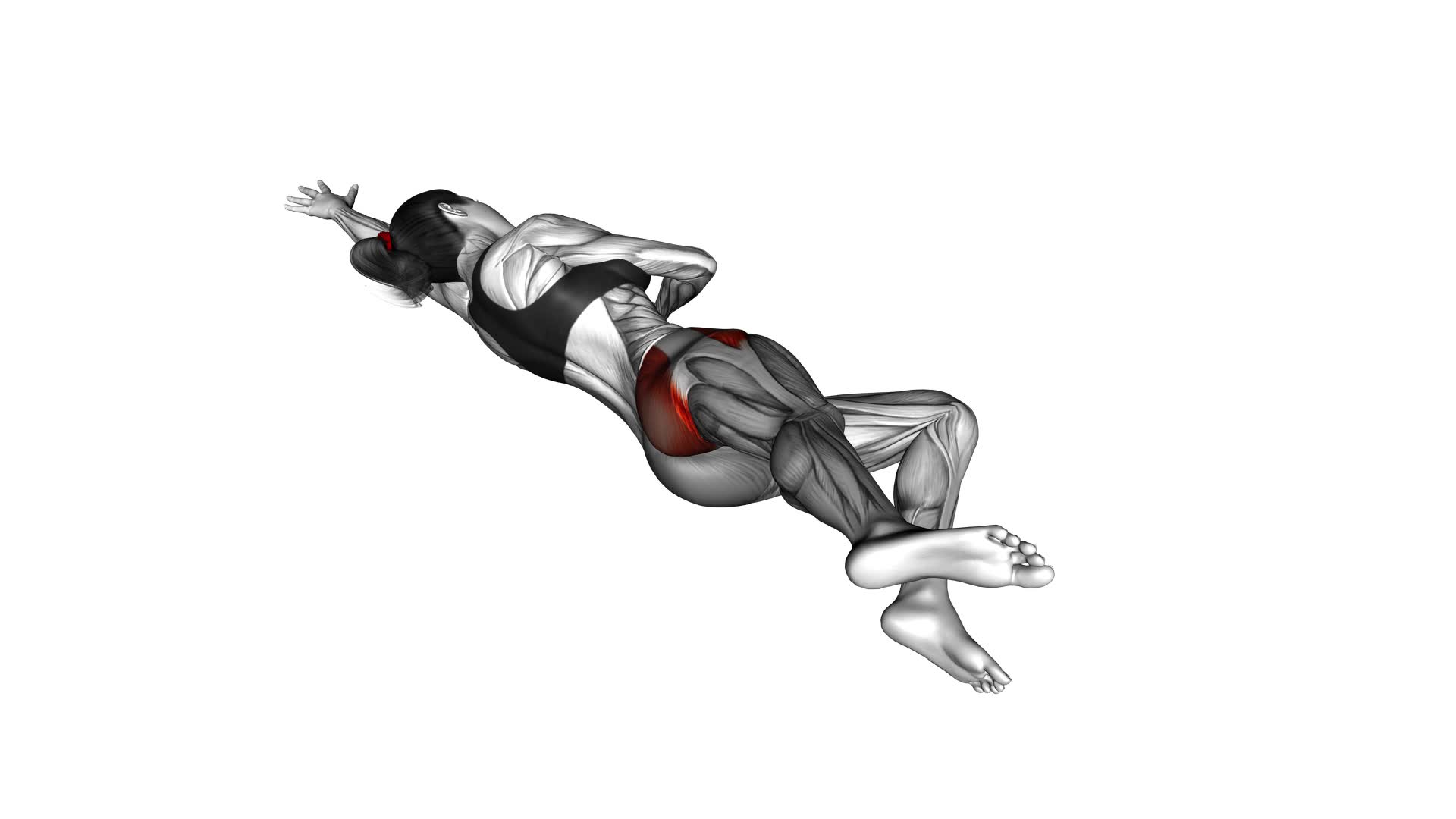 Side Lying Diagonal Backward Leg Raise (female) - Video Exercise Guide & Tips