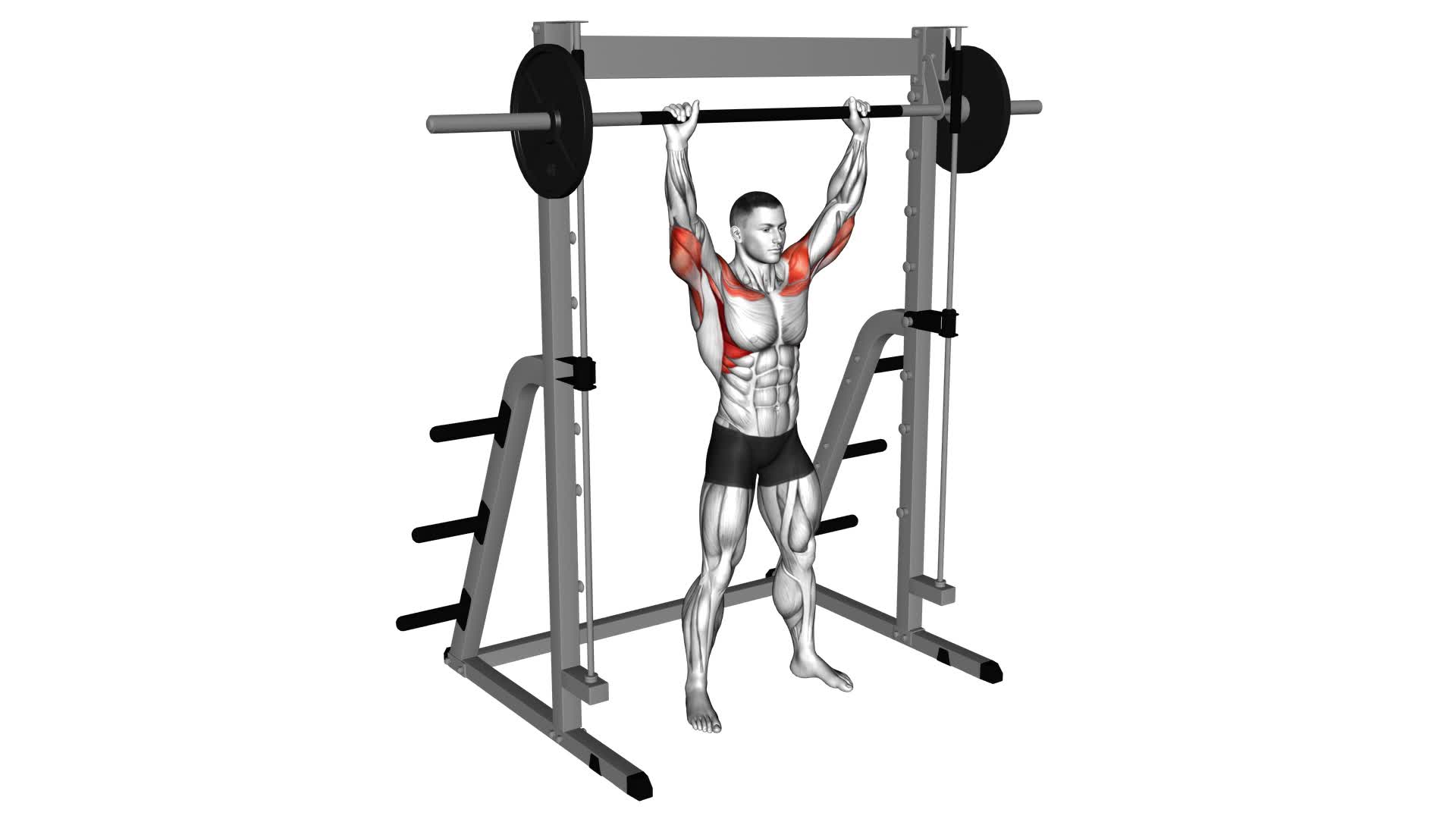 Smith Standing Military Press - Video Exercise Guide & Tips