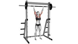Smith Standing Shoulder Press (female) - Video Exercise Guide & Tips