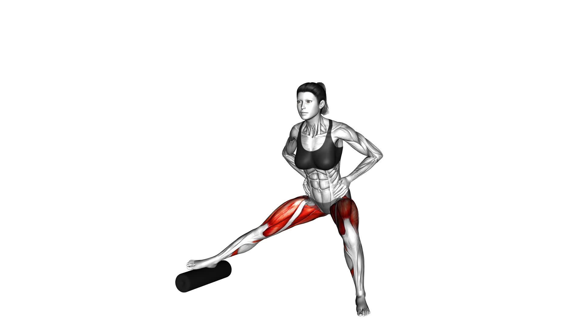 Split Lateral Squat With Roll (Female) - Video Exercise Guide & Tips