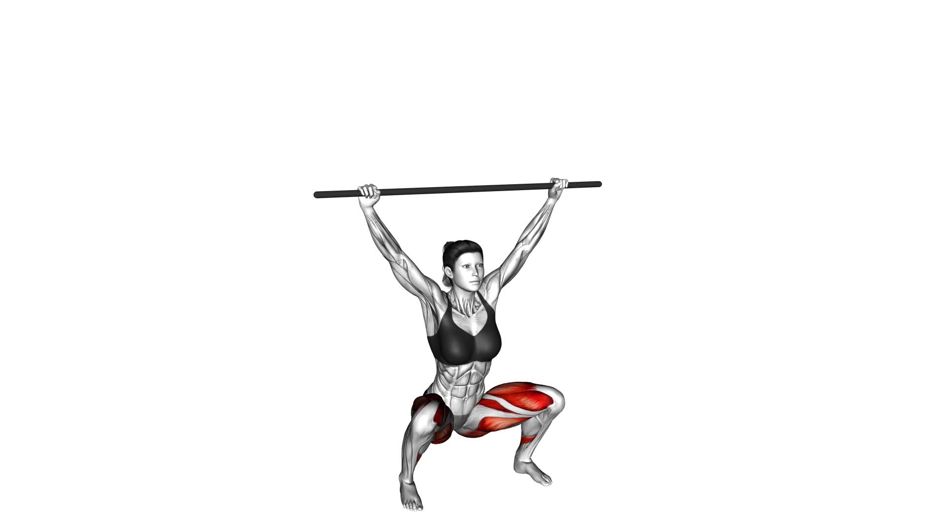 Stick Overhead Full Sumo Squat Stretch (female) - Video Exercise Guide & Tips