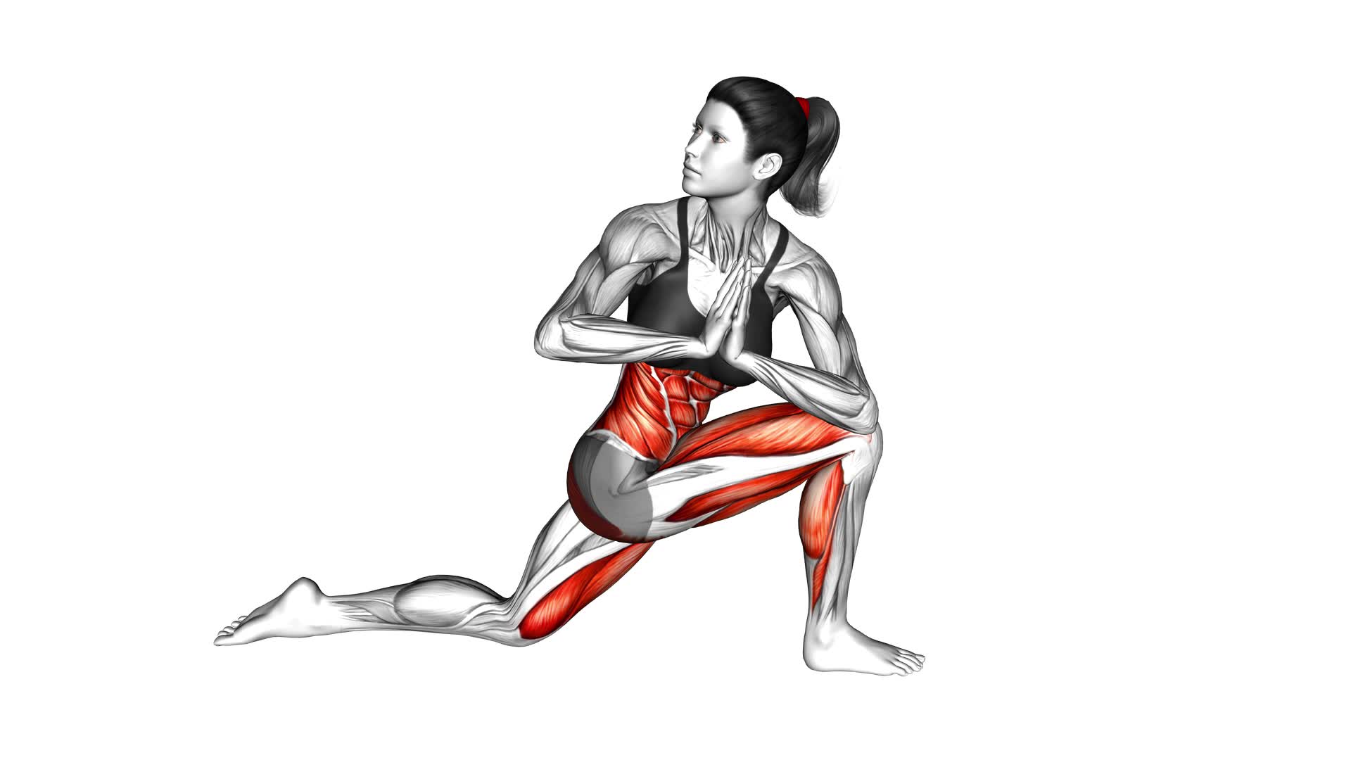 Twisted Leg Lunge Pose (female) - Video Exercise Guide & Tips