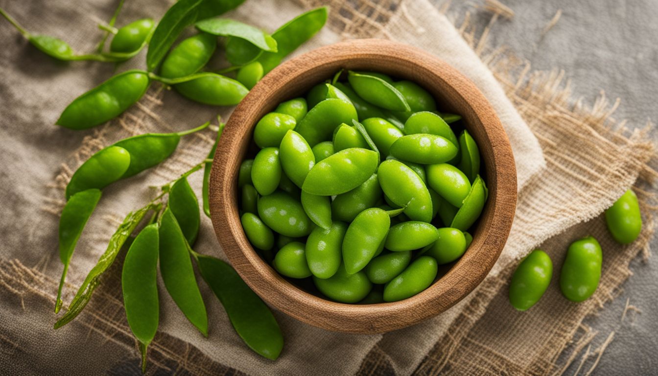 A Close Up Photograph Showcasing The Health Benefits Of Edamame With Detailed Skin And Bright, Vibrant Colors.
