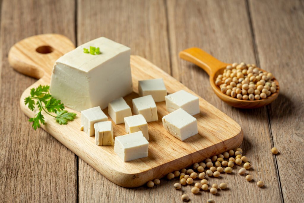 tofu made from soybeans food nutrition concept