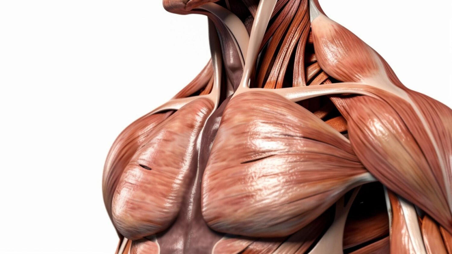 Man With Muscles Without Skin White Background Anatomy Muscles Generative Ai
