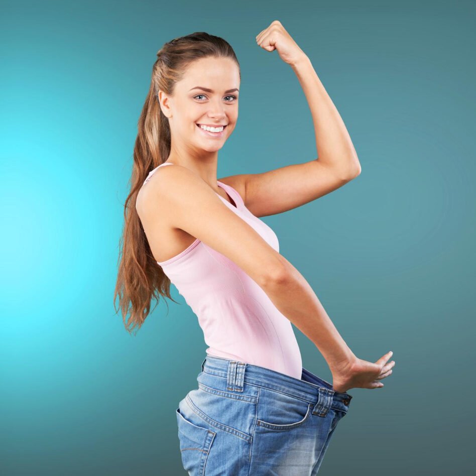 Weight Loss Woman Isolated Background